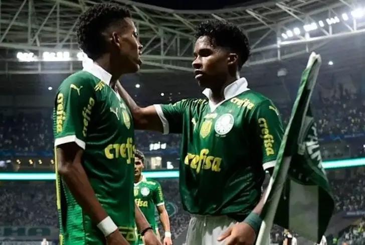 Estêvão e Endrick juntos pelo Palmeiras, no primeiro semestre