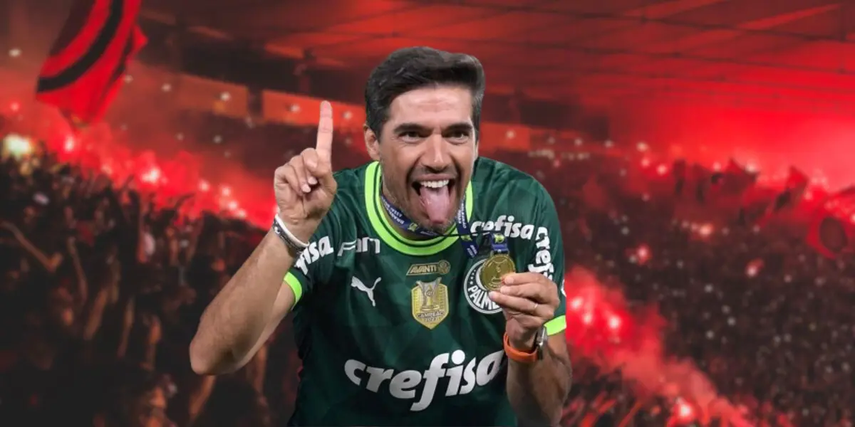 Abel Ferreira comemora o título do Campeonato Brasileiro pelo Palmeiras