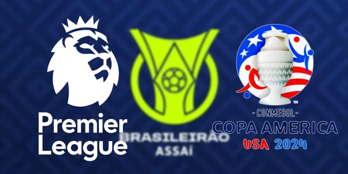 Emblemas da Premier LEague e da Copa América 2024