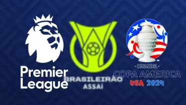Emblemas da Premier LEague e da Copa América 2024