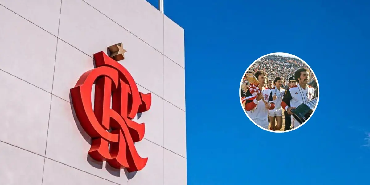 Escudo do Flamengo na entrada do CT ninho do urubu