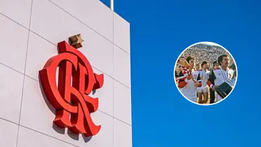 Escudo do Flamengo na entrada do CT ninho do urubu