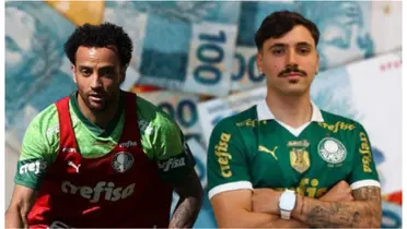 Felipe Anderson e Mauricio com a camisa do Palmeiras