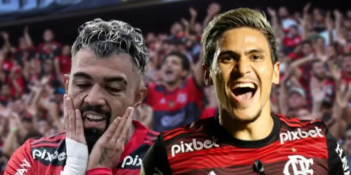Gabigol triste com a camisa do Flamengo e Pedro feliz com a camisa do Flamengo