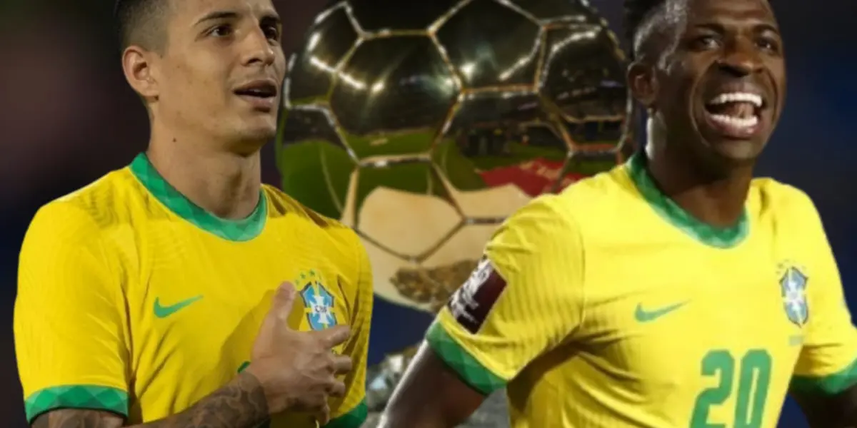 Guilherme Arana e Vinicius Junior com a camisa da Seleção Brasileira