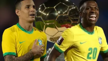Guilherme Arana e Vinicius Junior com a camisa da Seleção Brasileira