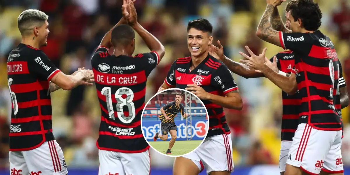 Jogadores do Flamengo comemoram gol contra o São Paulo