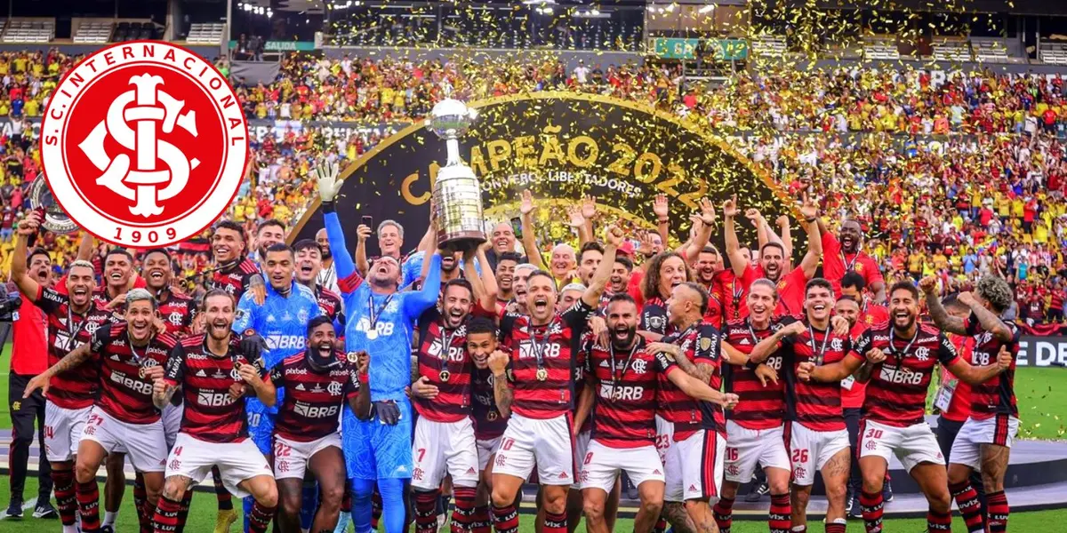 Jogadores do Flamengo comemoram o título da Libertadores 2022