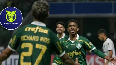 Jogadores do Palmeiras comemoram gol marcado