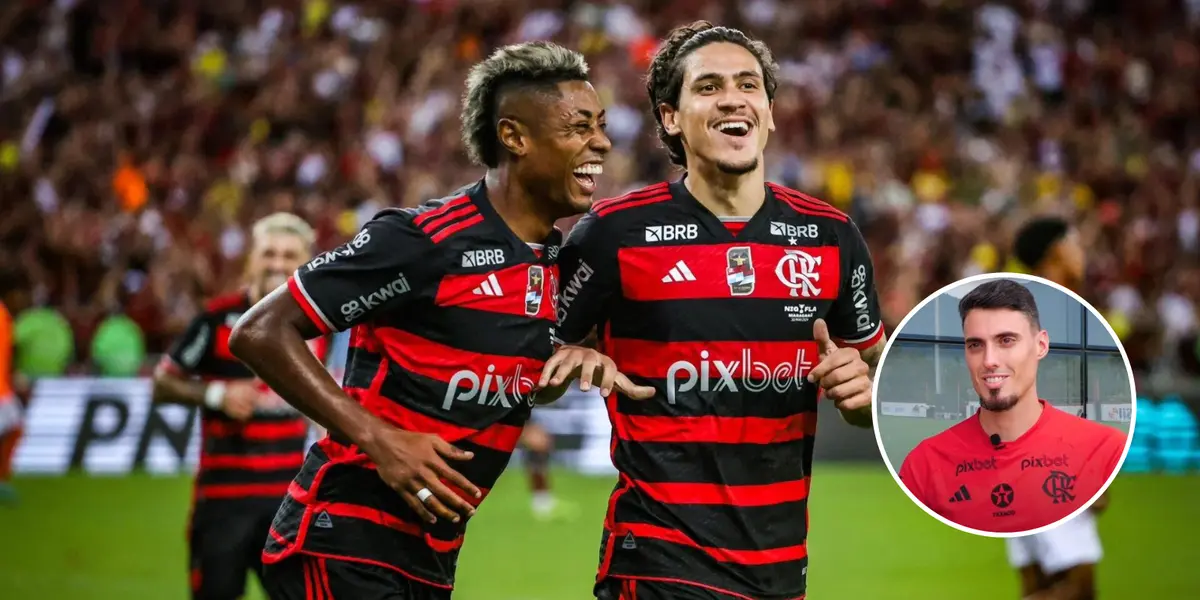 Pedro e Bruno Henroque comemoram gol contra o Nova Iguaçu