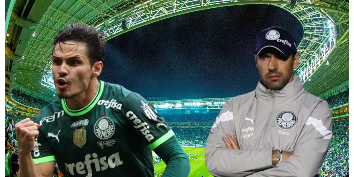 Raphael Veiga com a camisa do Palmeiras e Abel Ferreira com a camisa do Palmeiras