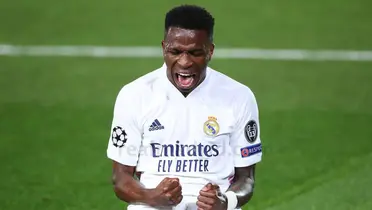 A atitude de Vini Jr contra o Manchester City (Foto: Reprodução/Real Madrid)