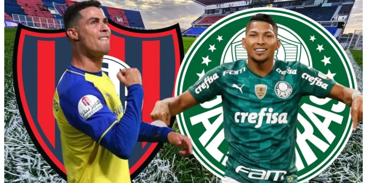 Cristiano Ronaldo com a camisa do Al-Nassr e Rony com a camisa do Palmeiras