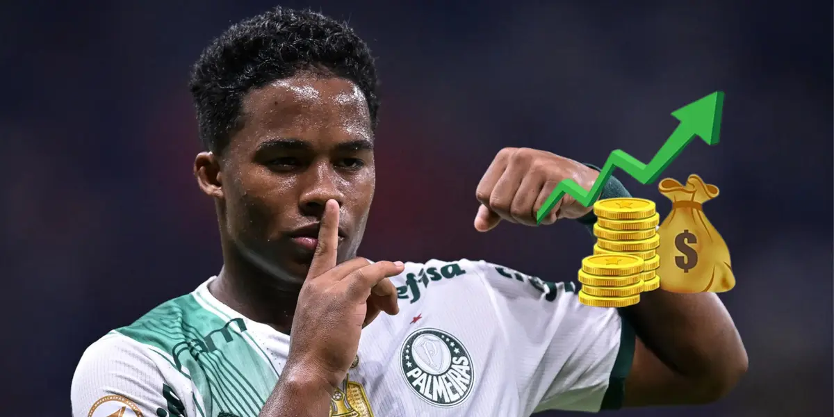 Endrick comemora gol marcado pelo Palmeiras