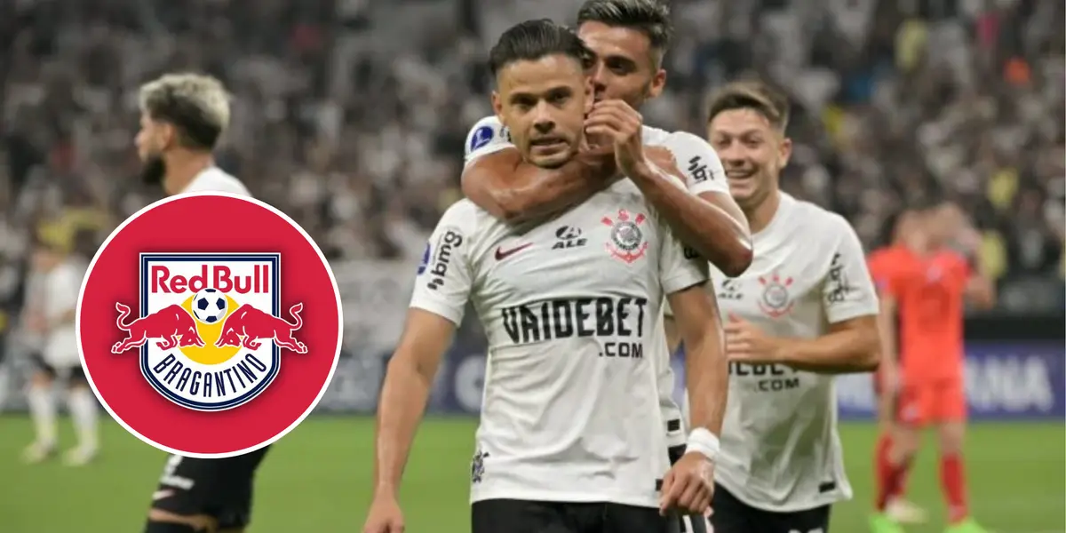 Equipe do Corinthians e ao lado o escudo do Internacional