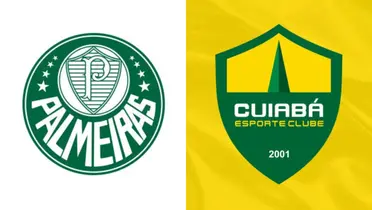 Escudo do Palmeiras e ao lado o escudo do Cuiabá