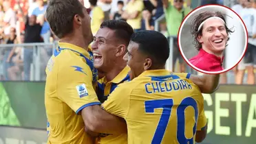 Jogadores do Frosinone comemoram