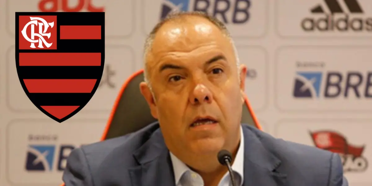 Marcos Braz em entrevista coletiva no Flamengo