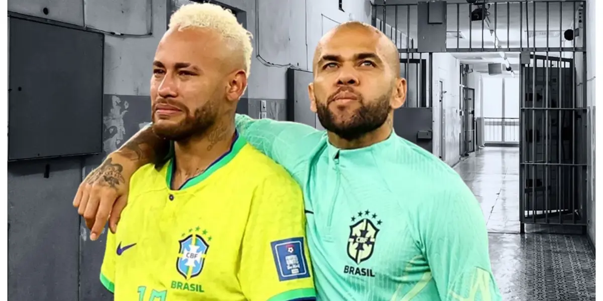 Neymar e Daniel Alves com a camisa da Seleção Brasileira