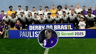 O que fazem com Ramón Diaz após vencer o título do Paulistão (Foto: Corinthians)