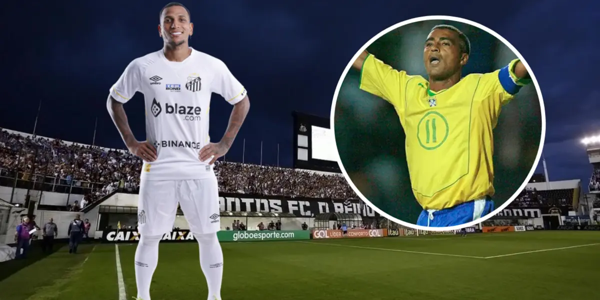 Otero em ação pelo Santos e Romário com a camisa da Seleção Brasileira
