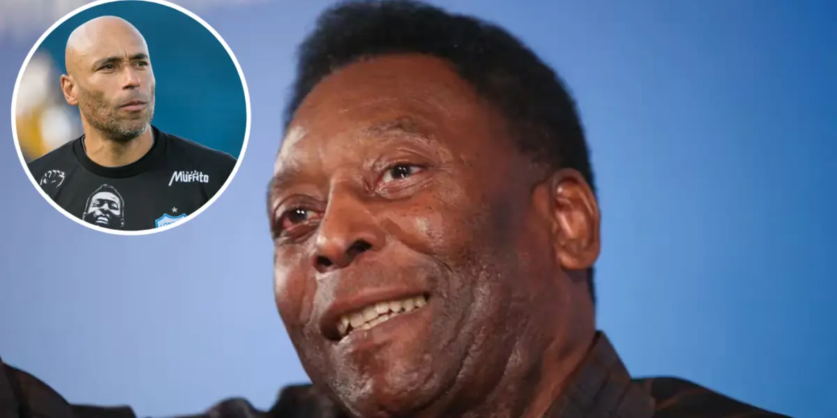 Pelé durante entrevista e Edinho em ação pelo Londrina