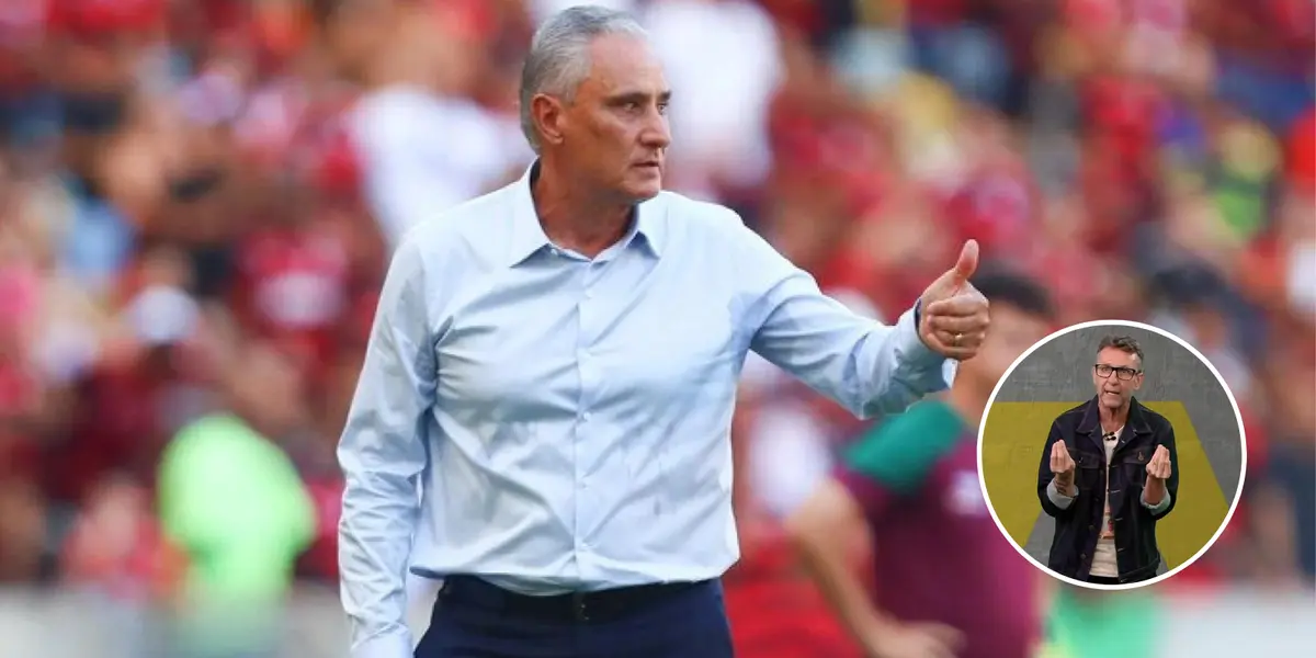 Tite a beira do gramado em partida do Flamengo