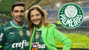 Abel Ferreira e Leila Pereira com a camisa do Palmeiras