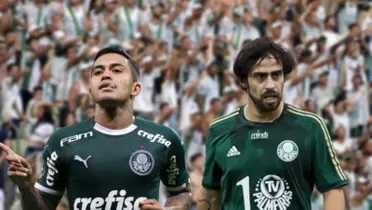 Dudu com a camisa do Palmeiras e Valdivia com a camisa do Palmeiras