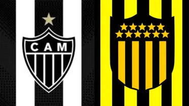 Escudo do Atlético-MG e o escudo do Peñarol ao lado