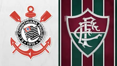 Escudo do Corinthians e ao lado o escudo do Fluminense 