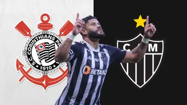 Hulk, escudo do Corinthians e do Atlético-MG