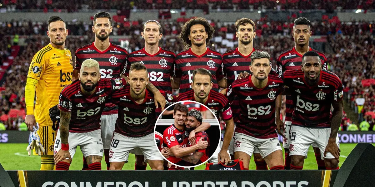 Jogadores do elenco do Flamengo de 2019 reunidos