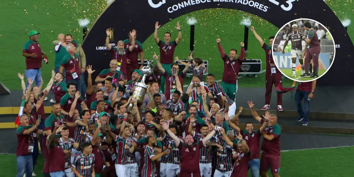 Jogadores do Fluminense comemoram o título da Copa Libertadores