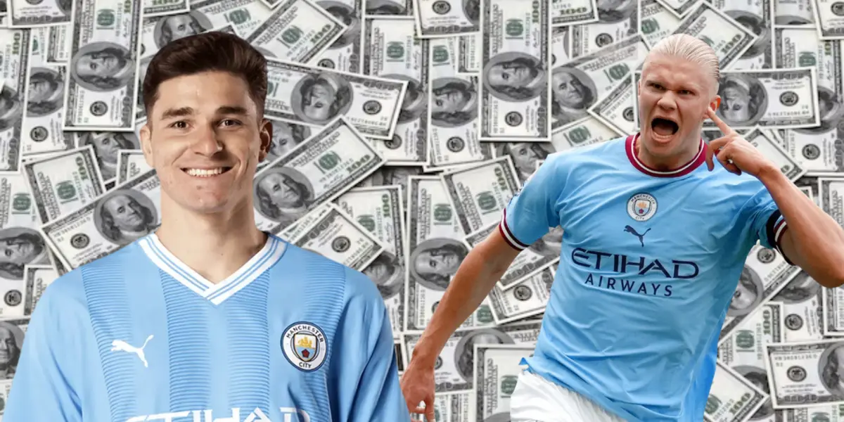 Julian Alvarez e Haaland no Manchester City