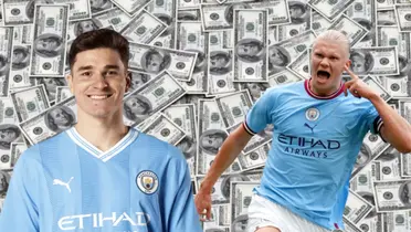 Julian Alvarez e Haaland no Manchester City