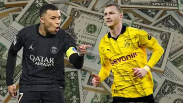 Kylian Mbappé do PSG e Marco Reus do Borussia Dortmund.