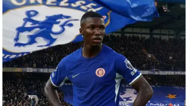 Moises Caicedo com a camisa do Chelsea