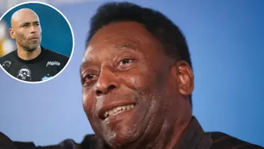 Pelé durante entrevista e Edinho em ação pelo Londrina