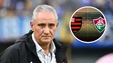 Tite durante partida do Flamengo no Brasileirão