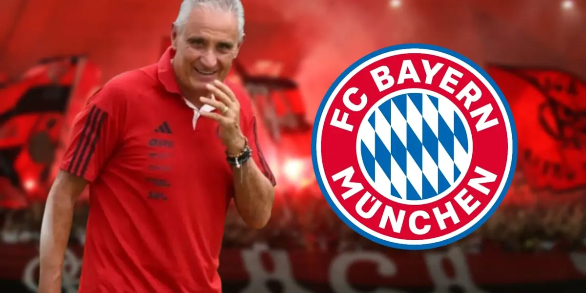 Tite feliz com a camisa do Flamengo e escudo do Bayern