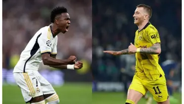 Vinicius Júnior feliz e Marcos Reus feliz